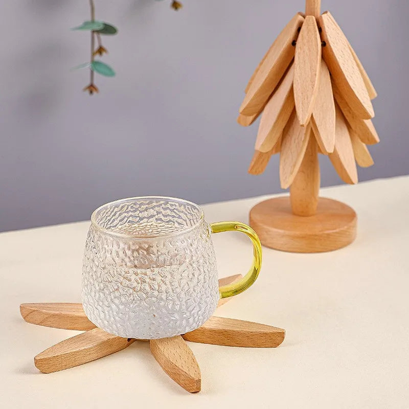 4PCS Decorative Wooden Tree Trivets