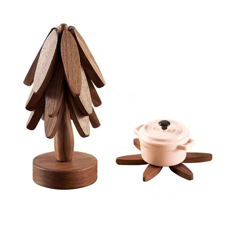 4PCS Decorative Wooden Tree Trivets