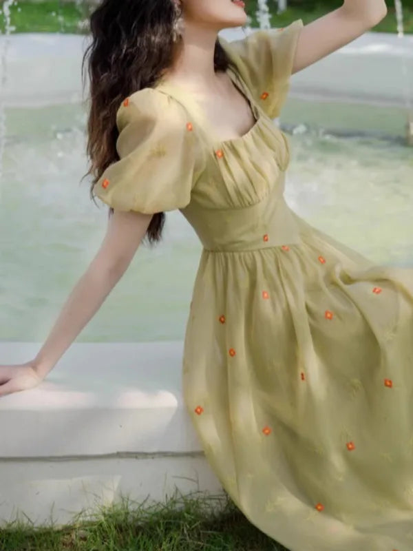 French Style Floral Summer Dress
