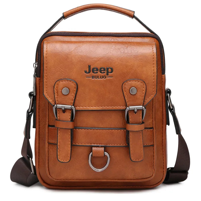 JEEP BULUO Men's Leather Messenger Bag