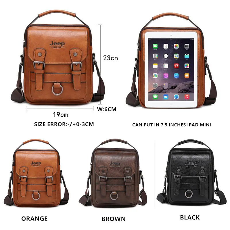 JEEP BULUO Men's Leather Messenger Bag