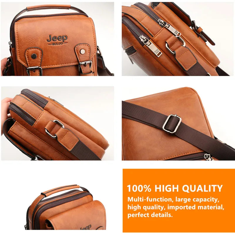 JEEP BULUO Men's Leather Messenger Bag