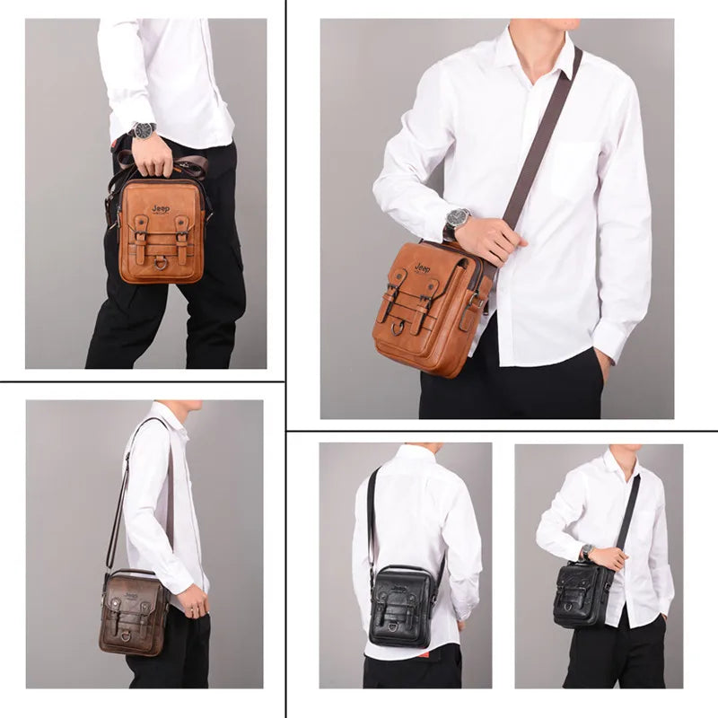 JEEP BULUO Men's Leather Messenger Bag
