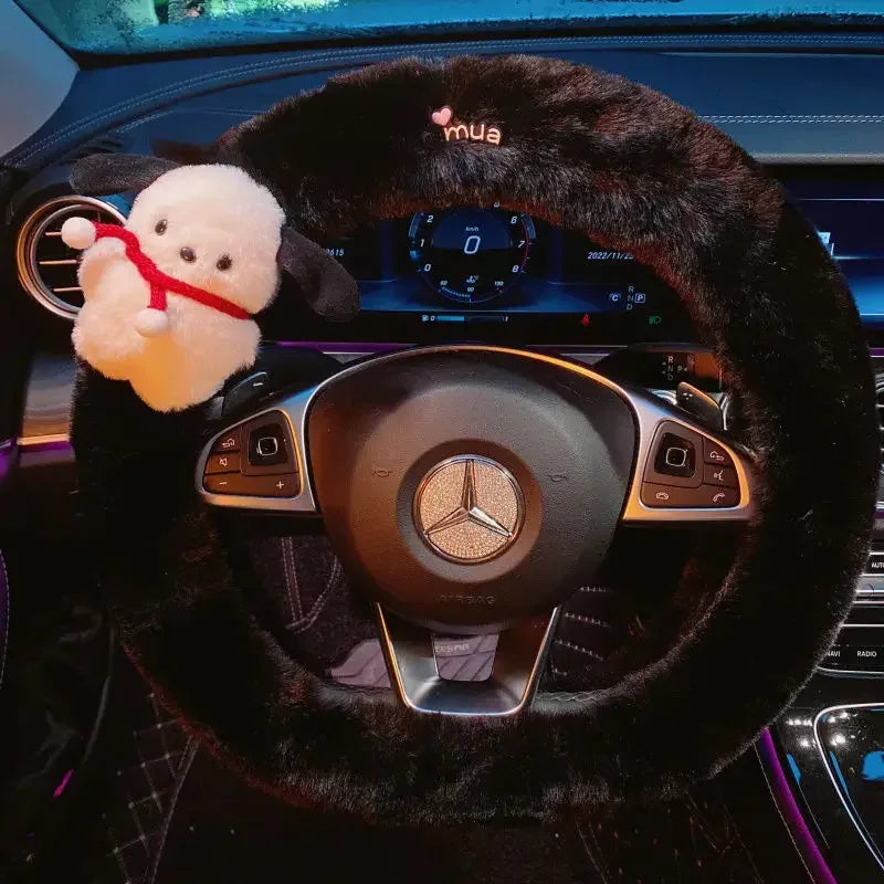 Cute Pochacco Plush Steering Wheel Cover