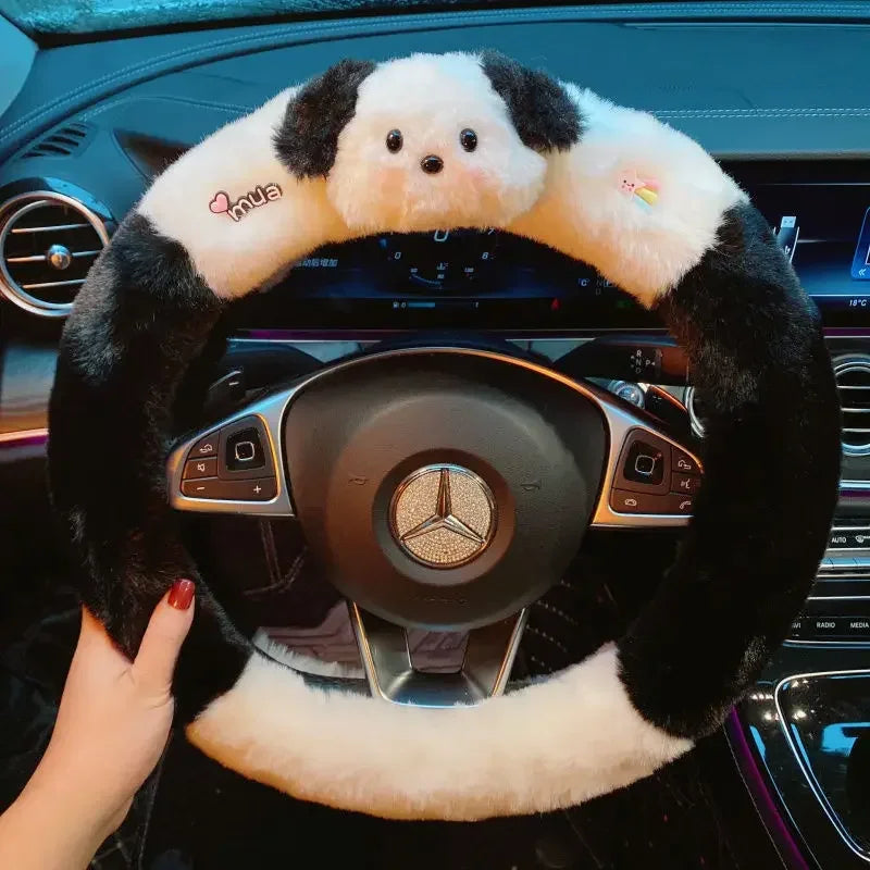 Cute Pochacco Plush Steering Wheel Cover