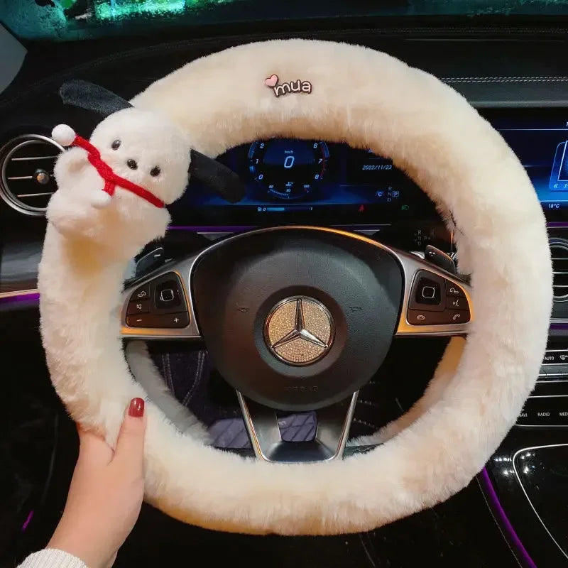 Cute Pochacco Plush Steering Wheel Cover