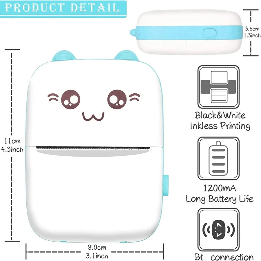 Mini Thermal Printer Wireless BT 200dpi