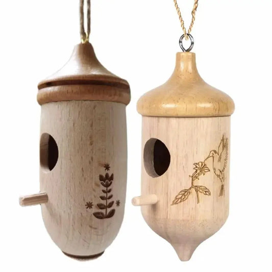 Wooden Hummingbird Nesting House Feeder