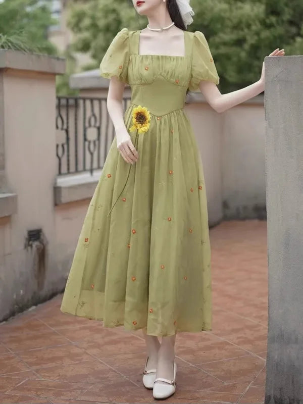 French Style Floral Summer Dress