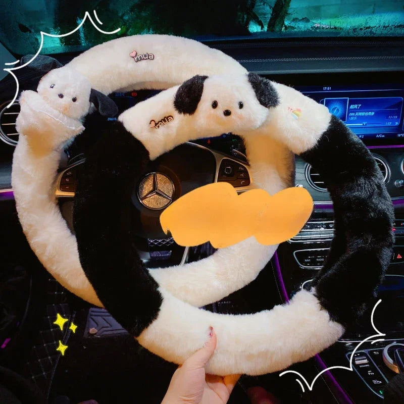 Cute Pochacco Plush Steering Wheel Cover