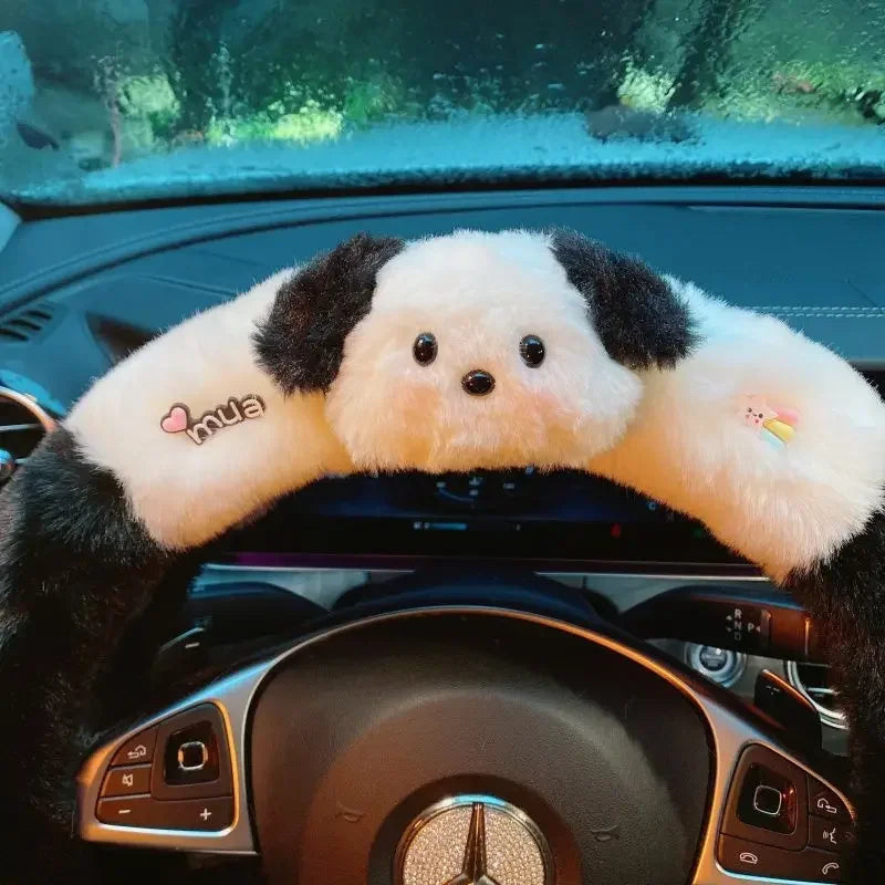 Cute Pochacco Plush Steering Wheel Cover
