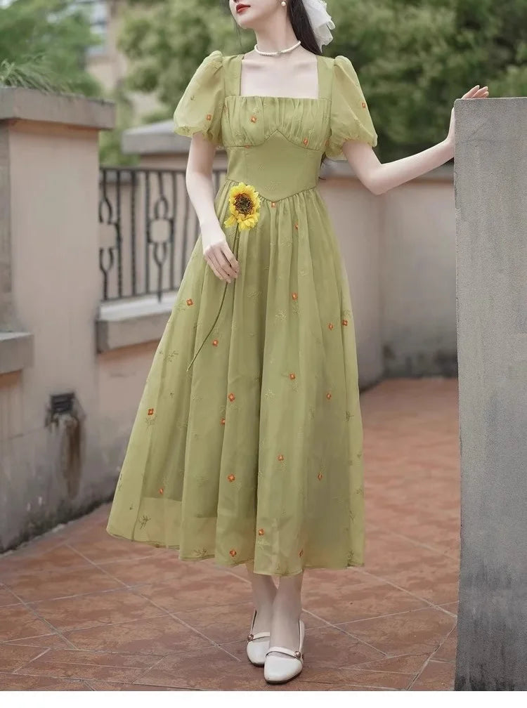 French Style Floral Summer Dress