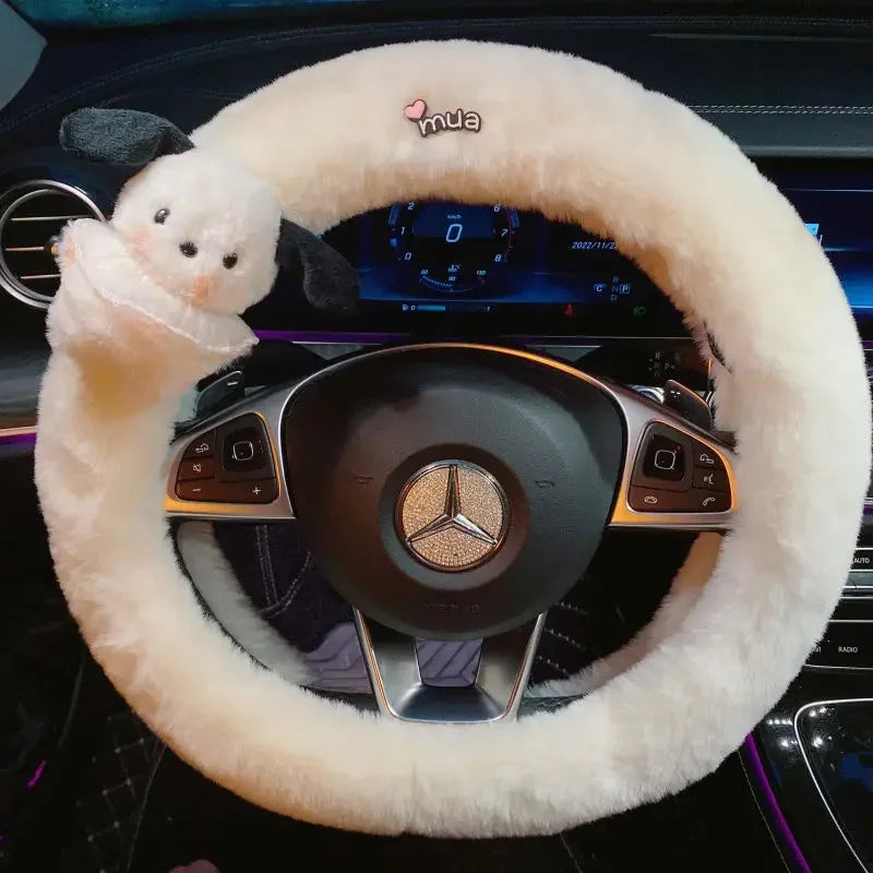 Cute Pochacco Plush Steering Wheel Cover