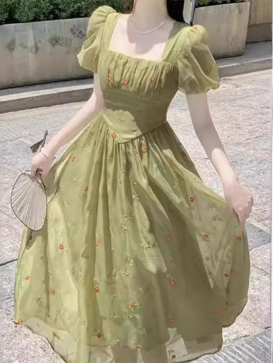 French Style Floral Summer Dress