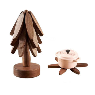 4PCS Decorative Wooden Tree Trivets