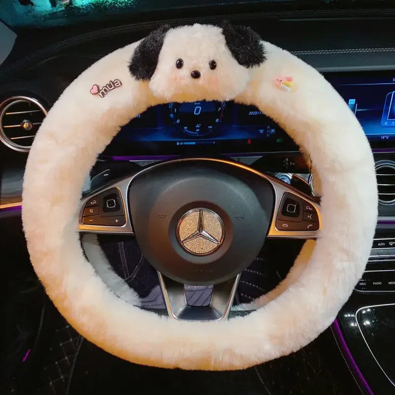 Cute Pochacco Plush Steering Wheel Cover