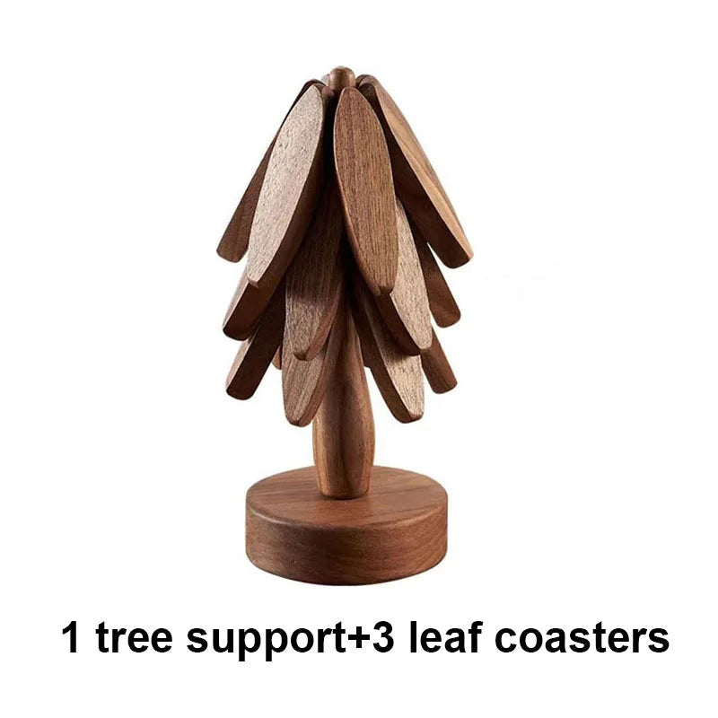 4PCS Decorative Wooden Tree Trivets
