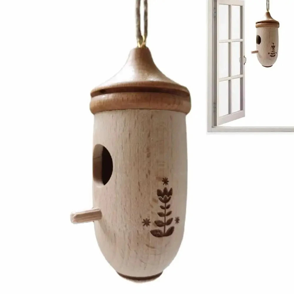 Wooden Hummingbird Nesting House Feeder