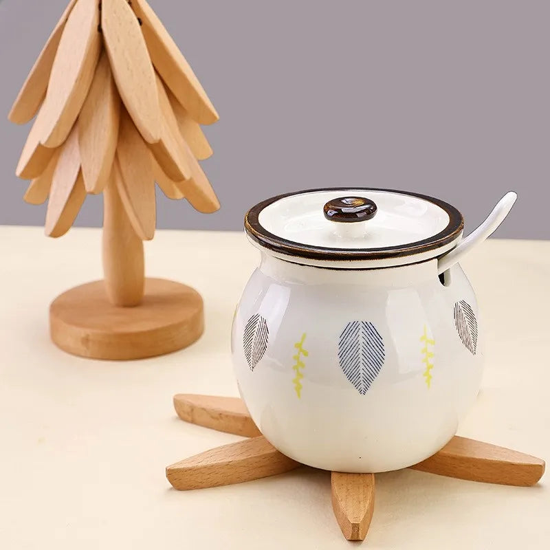 4PCS Decorative Wooden Tree Trivets