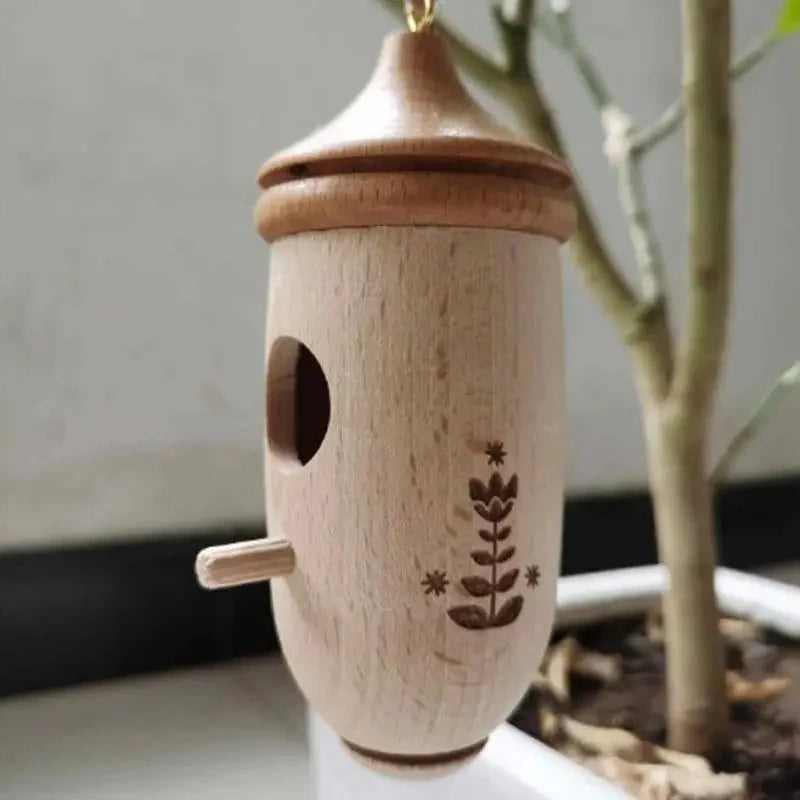 Wooden Hummingbird Nesting House Feeder