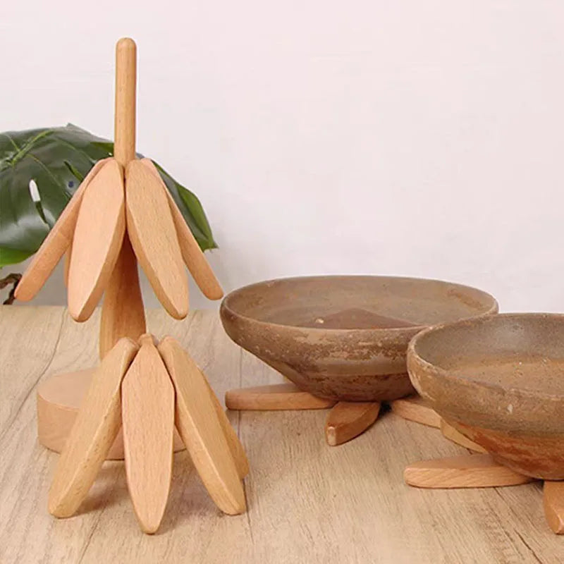 4PCS Decorative Wooden Tree Trivets