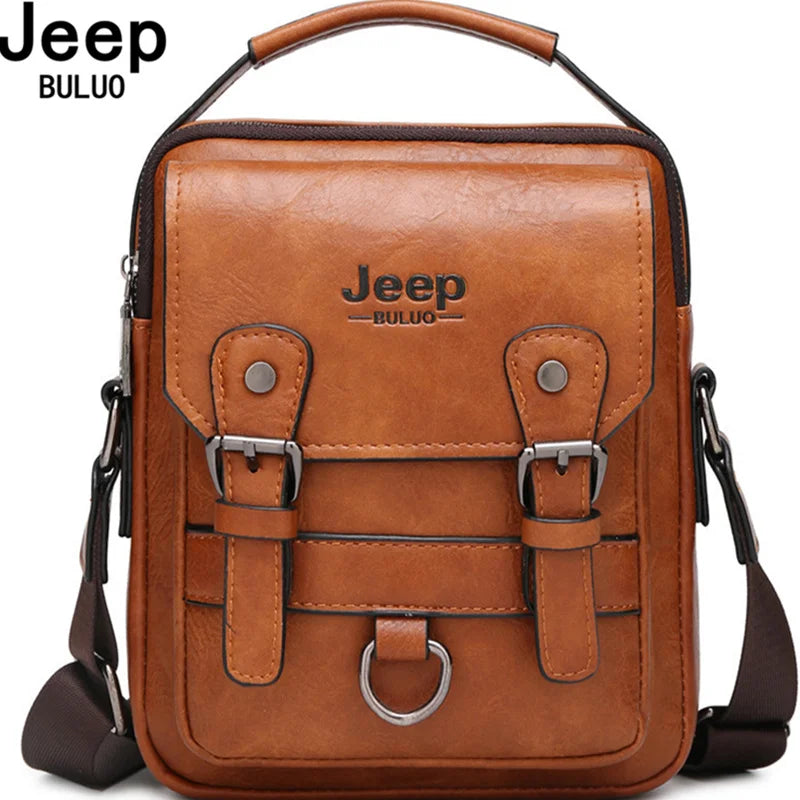 JEEP BULUO Men's Leather Messenger Bag