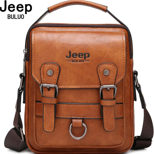 JEEP BULUO Men's Leather Messenger Bag
