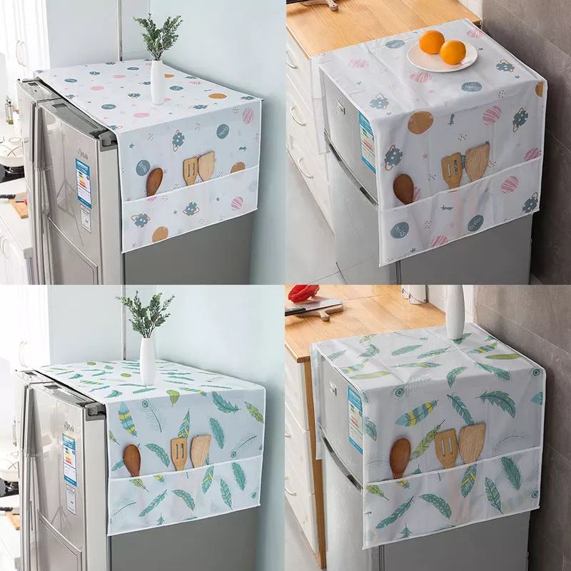 Refrigerator cover with side pockets