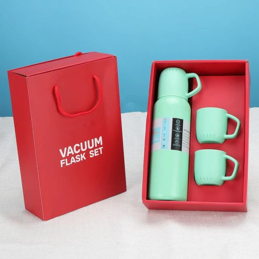 Vacuum Flask Bottle with 3 cups and gift box
